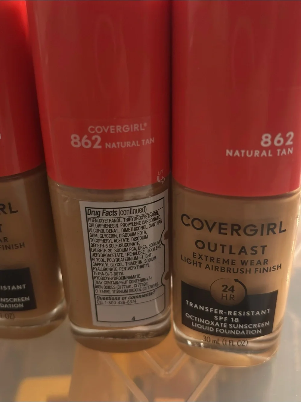 CoverGirl‎ Outlast Foundation 862 Natural Tan SPF 18 New